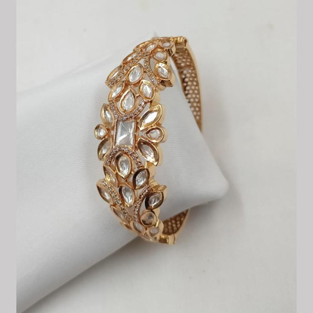 NAFJ Designer Gold Plated Kundan Polki Openable Bracelet