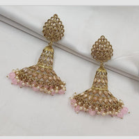 NAFJ Elegant Gold Plated Sparkling Crystal Stones And Beads Dangler Earrings