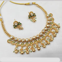 NAFJ Royal Gold Plated Polki Kundan And Meenakari Necklace Set