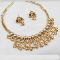 NAFJ Royal Gold Plated Polki Kundan And Meenakari Necklace Set