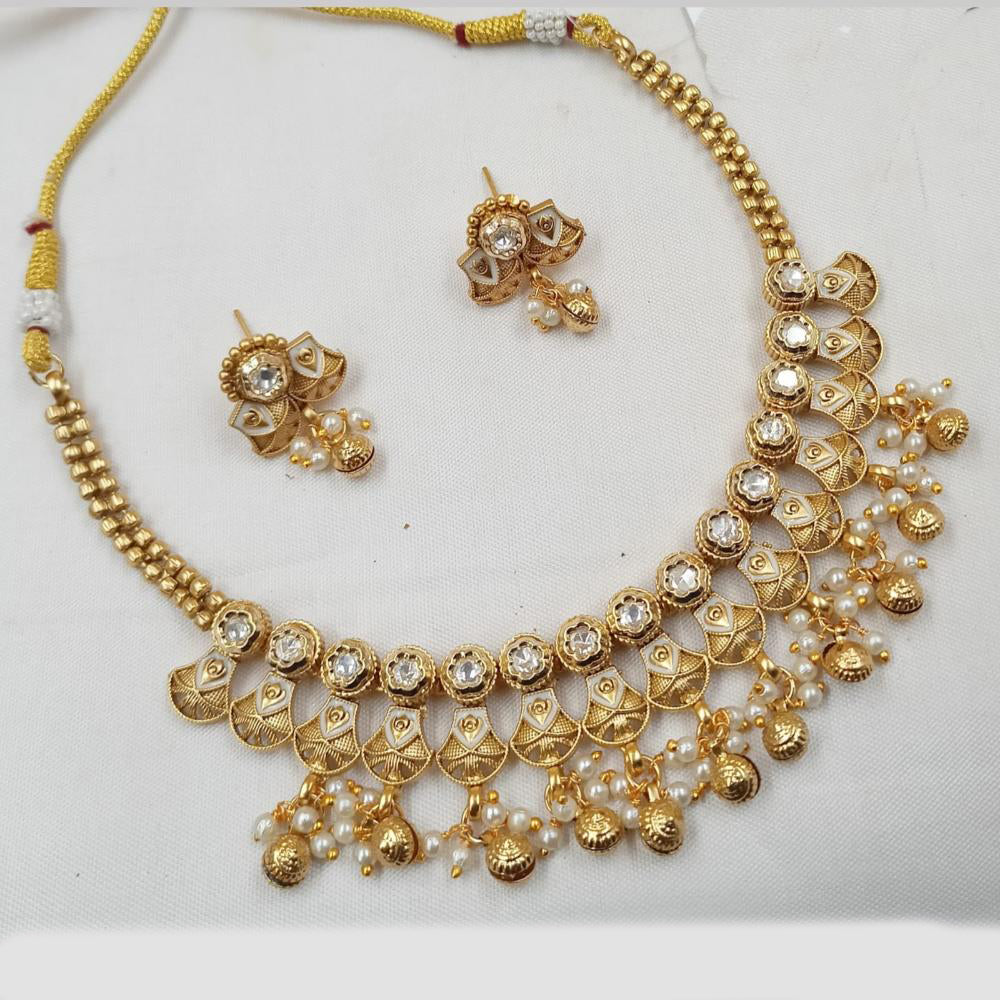 NAFJ Royal Gold Plated Polki Kundan And Meenakari Necklace Set
