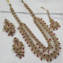 NAFJ Gold Plated Elegant Ethnic Crystal And Beads Long Necklace Set