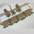 NAFJ Gold Plated Elegant Ethnic Crystal And Beads Choker Necklace Set