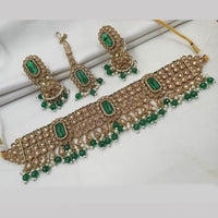 NAFJ Gold Plated Elegant Ethnic Crystal And Beads Choker Necklace Set