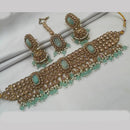 NAFJ Gold Plated Elegant Ethnic Crystal And Beads Choker Necklace Set