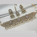 NAFJ Gold Plated Elegant Ethnic Crystal And Beads Choker Necklace Set