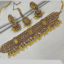 NAFJ Gold Plated Elegant Ethnic Crystal And Beads Choker Necklace Set