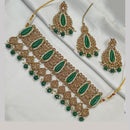 NAFJ Gold Plated Elegant Ethnic Crystal And Beads Choker Necklace Set