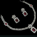 NAFJ Glamorous Silver Plated American Diamond Necklace Set