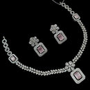 NAFJ Glamorous Silver Plated American Diamond Necklace Set