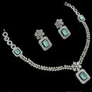NAFJ Glamorous Silver Plated American Diamond Necklace Set