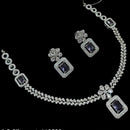 NAFJ Glamorous Silver Plated American Diamond Necklace Set
