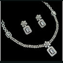 NAFJ Glamorous Silver Plated American Diamond Necklace Set