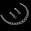 NAFJ Glamorous Silver Plated American Diamond Necklace Set