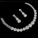NAFJ Glamorous Silver Plated American Diamond Necklace Set