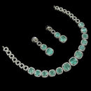 NAFJ Glamorous Silver Plated American Diamond Necklace Set