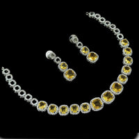 NAFJ Glamorous Silver Plated American Diamond Necklace Set