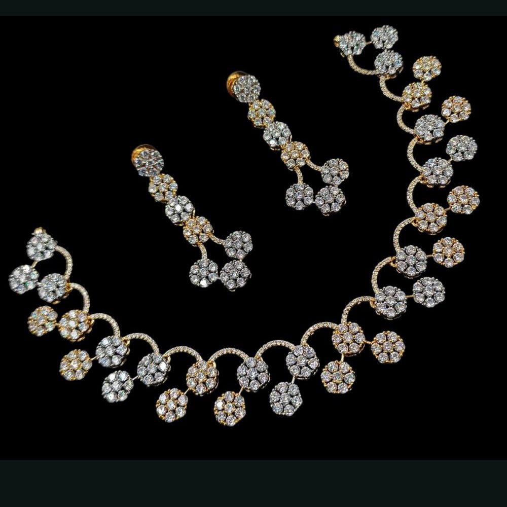 NAFJ Elegant 2 Tone Plated Austrian Stones Necklace Set