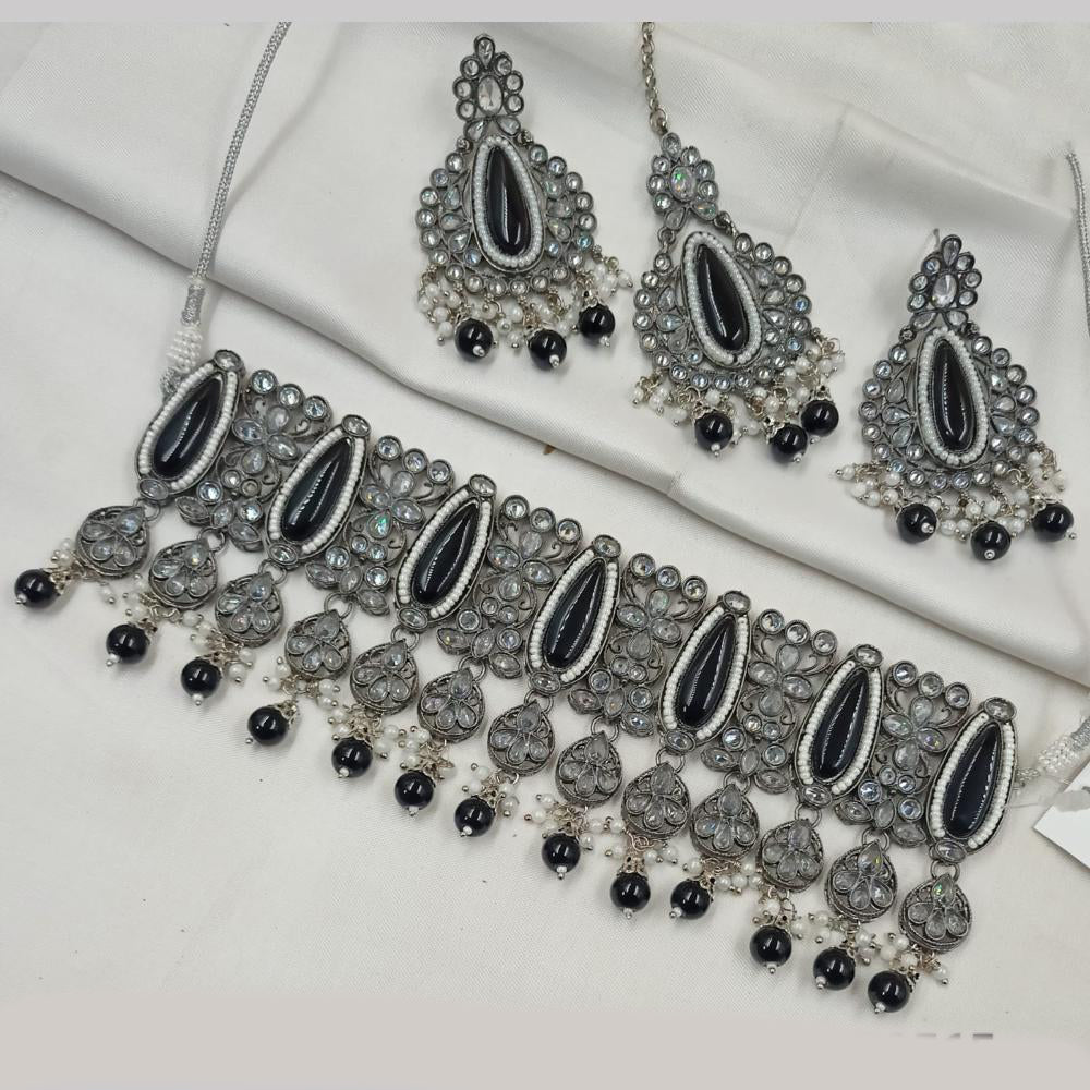 NAFJ Elegant Ethnic Crystal And Beads Choker Necklace Set