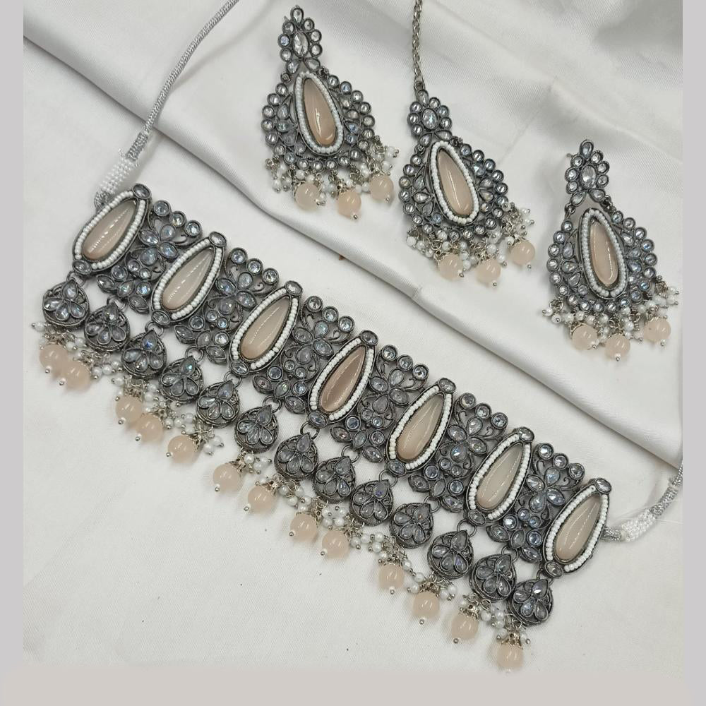 NAFJ Elegant Ethnic Crystal And Beads Choker Necklace Set