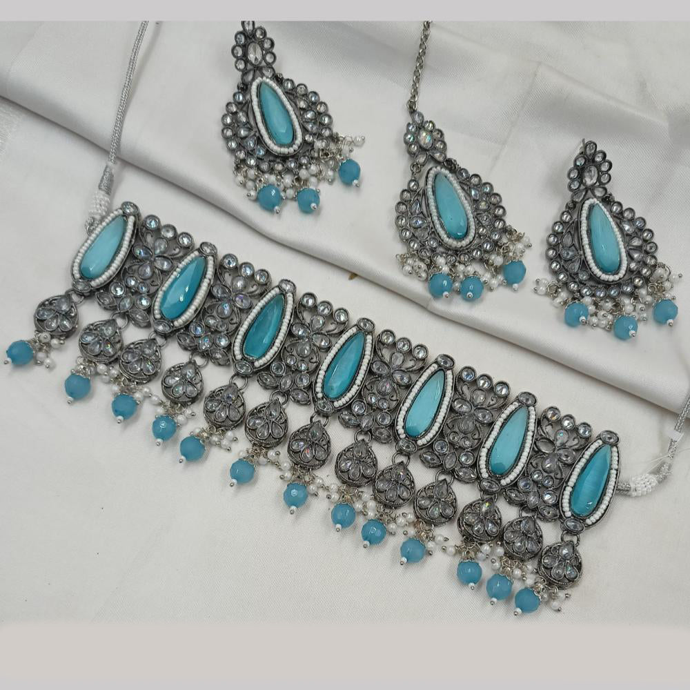 NAFJ Elegant Ethnic Crystal And Beads Choker Necklace Set