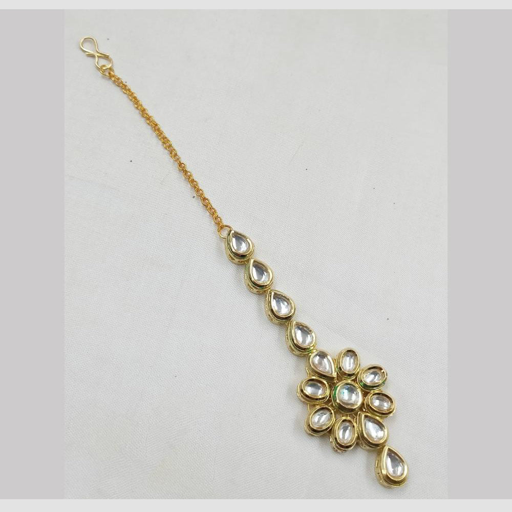 NAFJ Traditional Gold Plated Kundan Maangtikka for Women