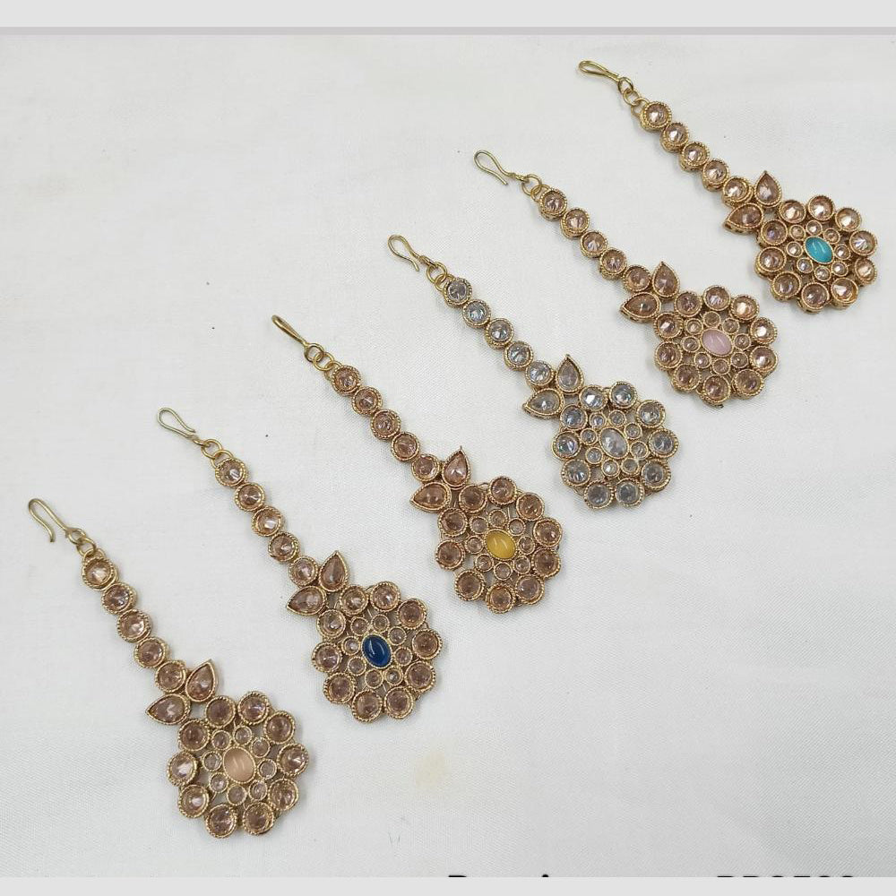 NAFJ Traditional Gold Plated Kundan Maangtikka for Women