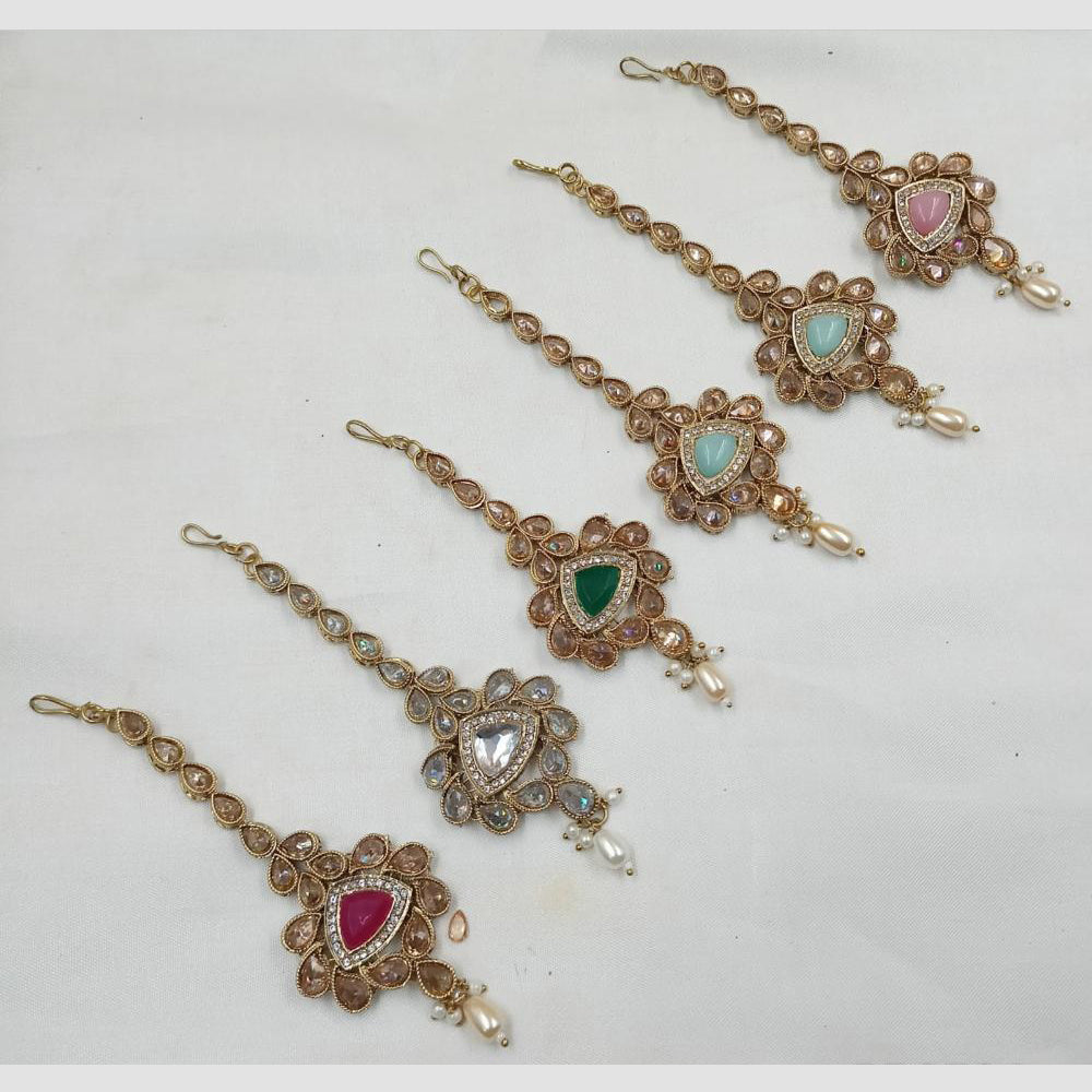 NAFJ Traditional Gold Plated Kundan Maangtikka for Women