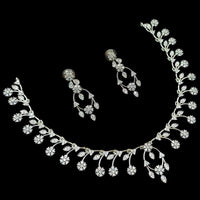 NAFJ Glamorous Silver Plated American Diamond Necklace Set