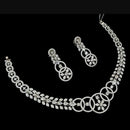 NAFJ Glamorous Silver Plated American Diamond Necklace Set