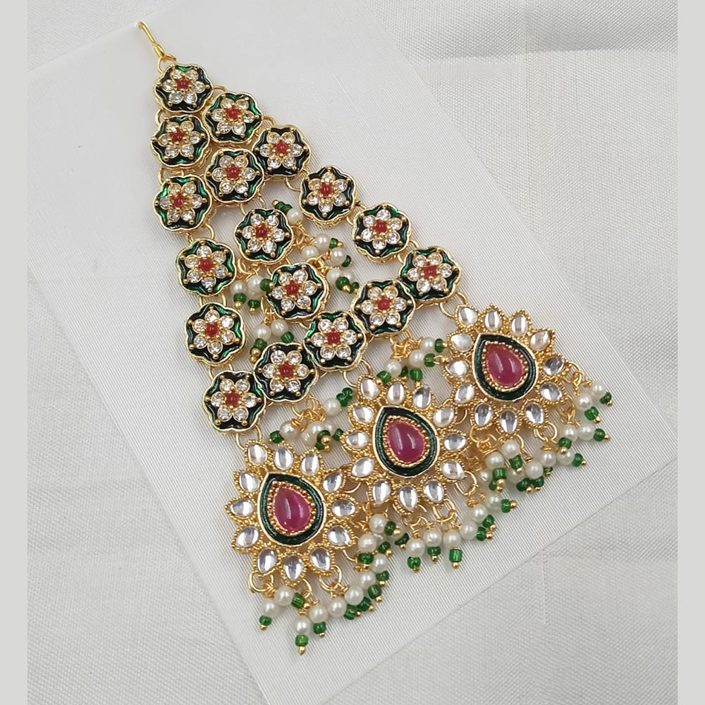 NAFJ Royal Gold-Plated Kundan & Pearl Meenakari A Touch of Timeless Tradition Pasa