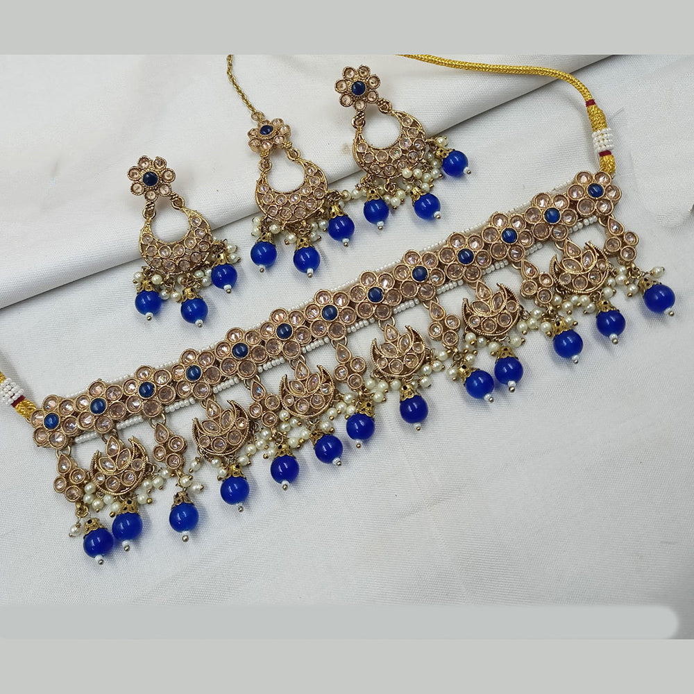 NAFJ Gold-Plated Crystal & Beads Classic Beauty Reimagined Choker Necklace Set
