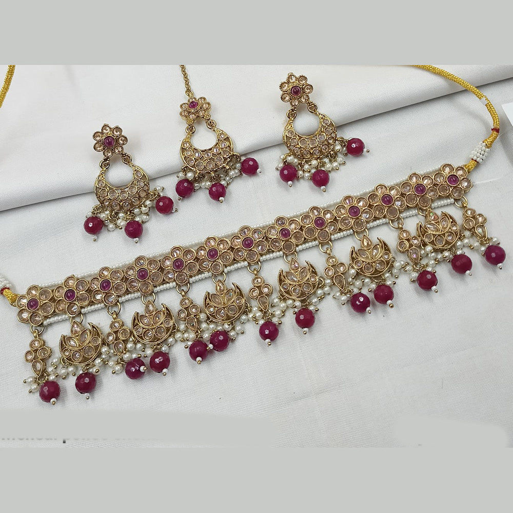 NAFJ Gold-Plated Crystal & Beads Classic Beauty Reimagined Choker Necklace Set