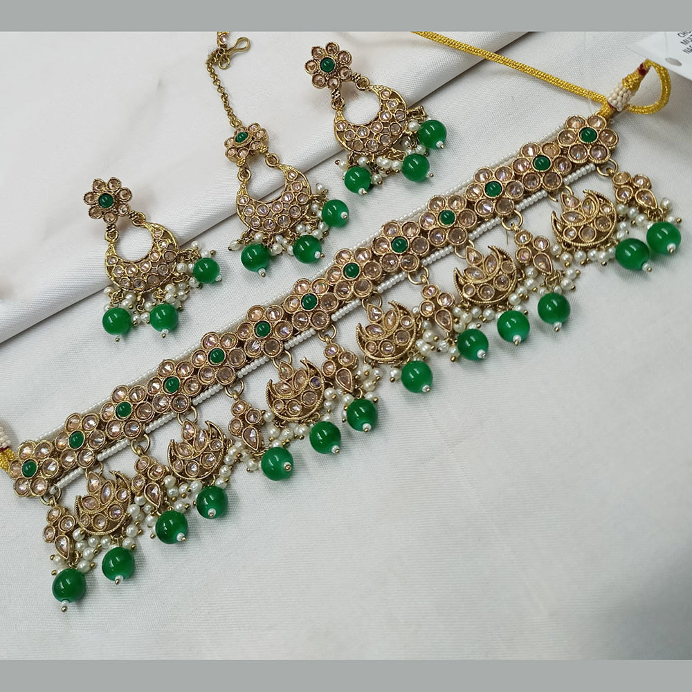 NAFJ Gold-Plated Crystal & Beads Classic Beauty Reimagined Choker Necklace Set
