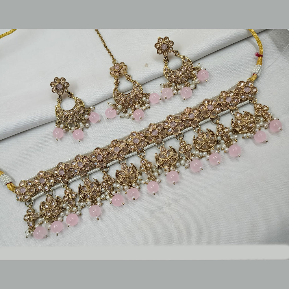 NAFJ Gold-Plated Crystal & Beads Classic Beauty Reimagined Choker Necklace Set