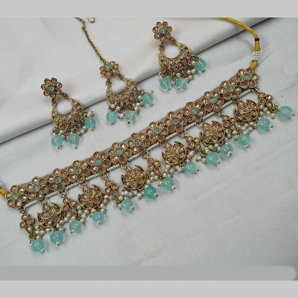 NAFJ Gold-Plated Crystal & Beads Classic Beauty Reimagined Choker Necklace Set
