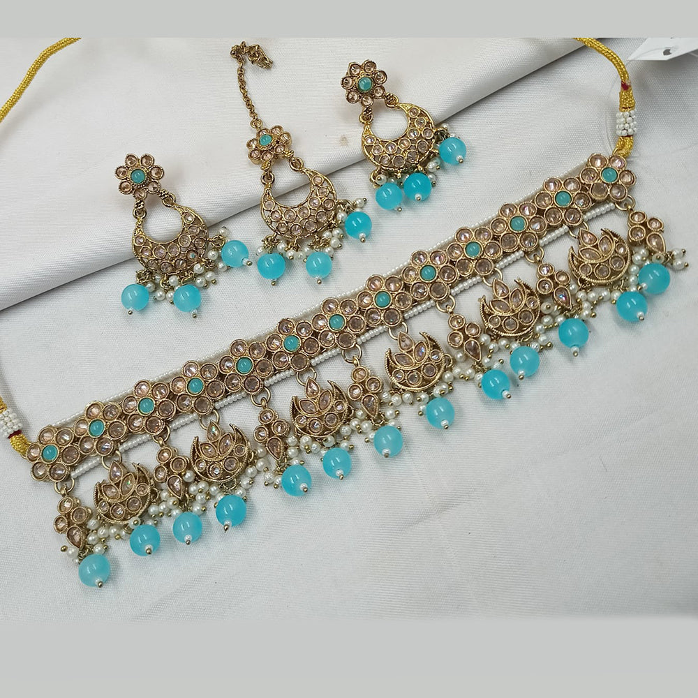 NAFJ Gold-Plated Crystal & Beads Classic Beauty Reimagined Choker Necklace Set