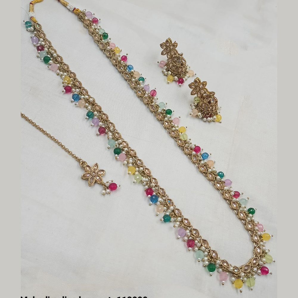 NAFJ Gold-Plated Crystal & Beads Timeless Grace, Modern Charm Long Necklace Set