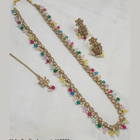 NAFJ Gold-Plated Crystal & Beads Timeless Grace, Modern Charm Long Necklace Set