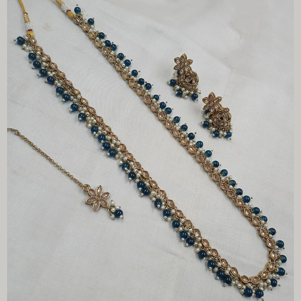 NAFJ Gold-Plated Crystal & Beads Timeless Grace, Modern Charm Long Necklace Set