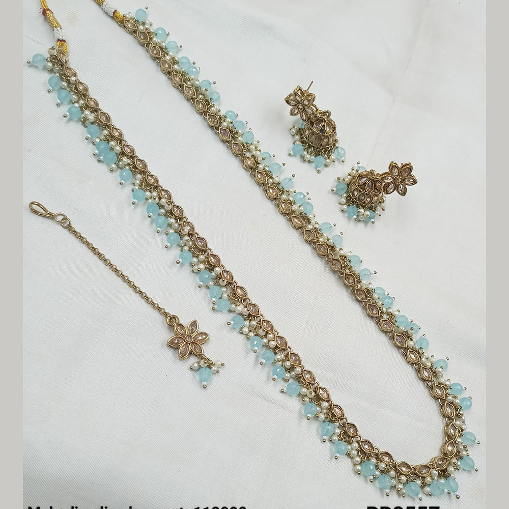 NAFJ Gold-Plated Crystal & Beads Timeless Grace, Modern Charm Long Necklace Set