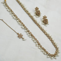 NAFJ Gold-Plated Crystal & Beads Timeless Grace, Modern Charm Long Necklace Set