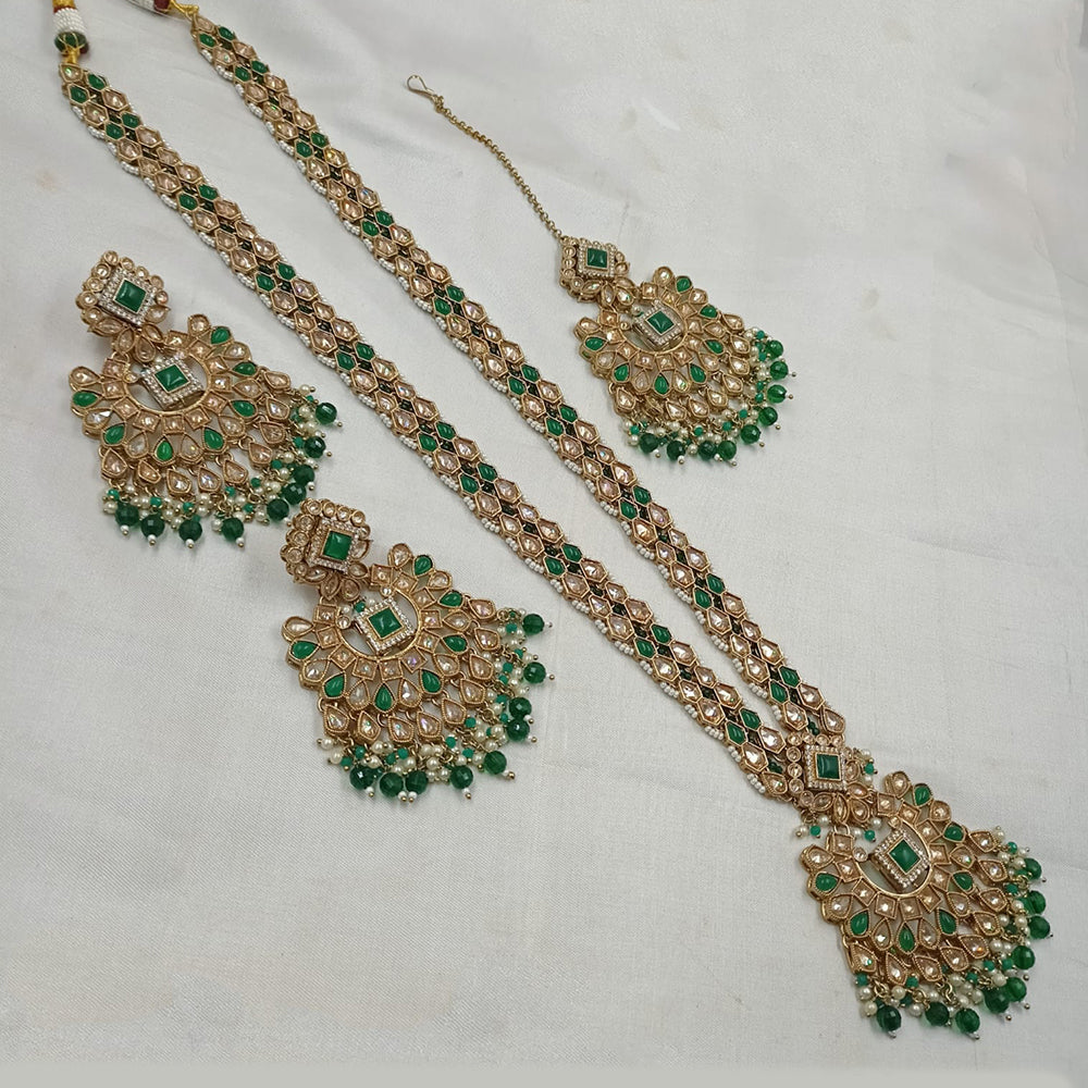NAFJ Gold-Plated Crystal & Beads Timeless Grace, Modern Charm Long Necklace Set