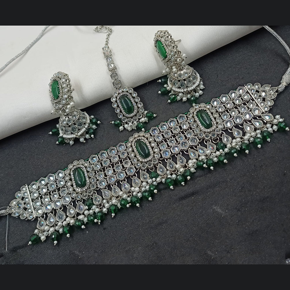 NAFJ Silver-Plated Crystal & Beads Classic Beauty Reimagined Choker Necklace Set