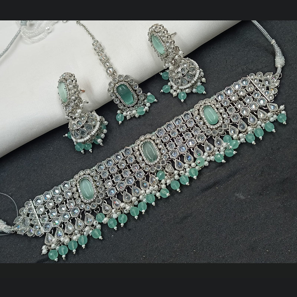 NAFJ Silver-Plated Crystal & Beads Classic Beauty Reimagined Choker Necklace Set
