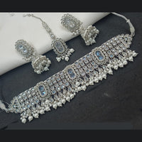 NAFJ Silver-Plated Crystal & Beads Classic Beauty Reimagined Choker Necklace Set