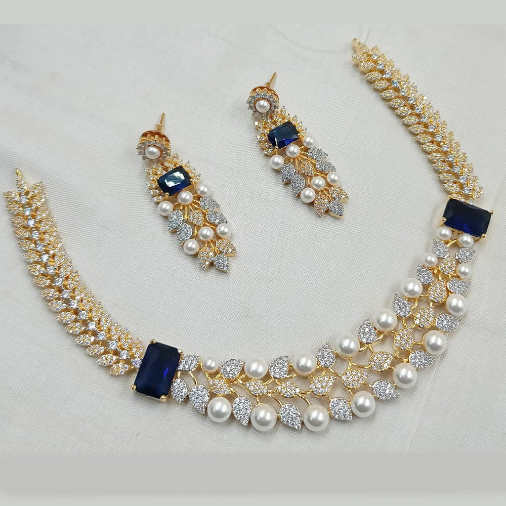 NAF Gold-Plated American Diamonds Weddings & Parties Necklace Set