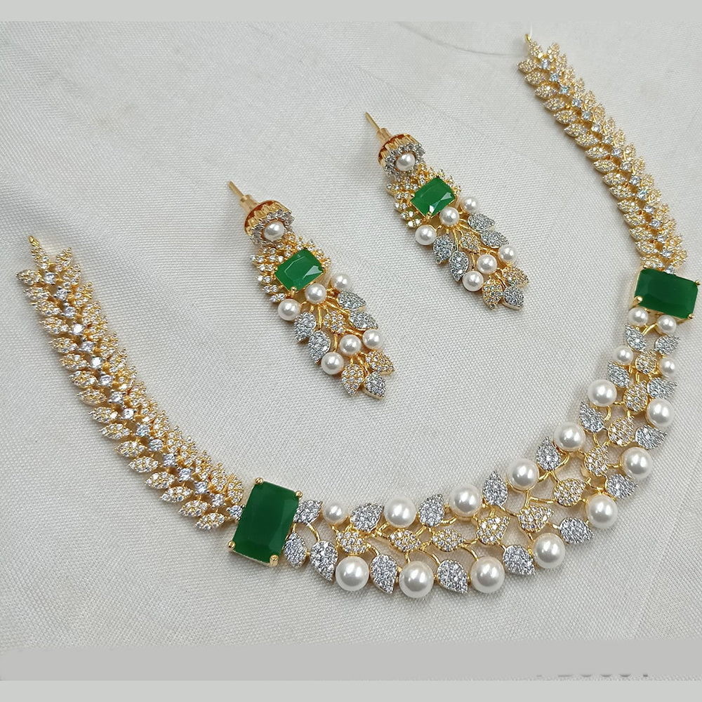 NAF Gold-Plated American Diamonds Weddings & Parties Necklace Set