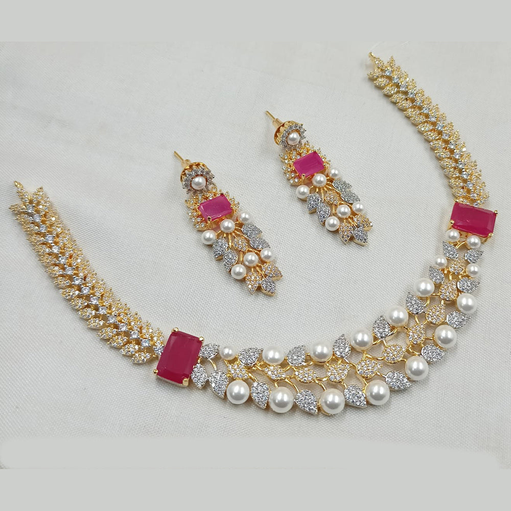 NAF Gold-Plated American Diamonds Weddings & Parties Necklace Set