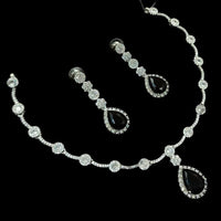 NAF Silver-Plated American Diamonds Weddings & Parties Necklace Set